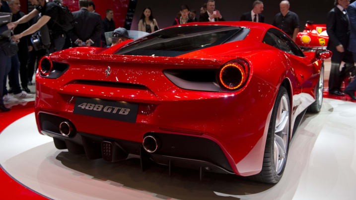 The Ferrari 488 GTB takes to the stage at the 2015 Geneva Motor Show The Ferrari 488 GTB takes to the stage at the 2015 Geneva Motor Show