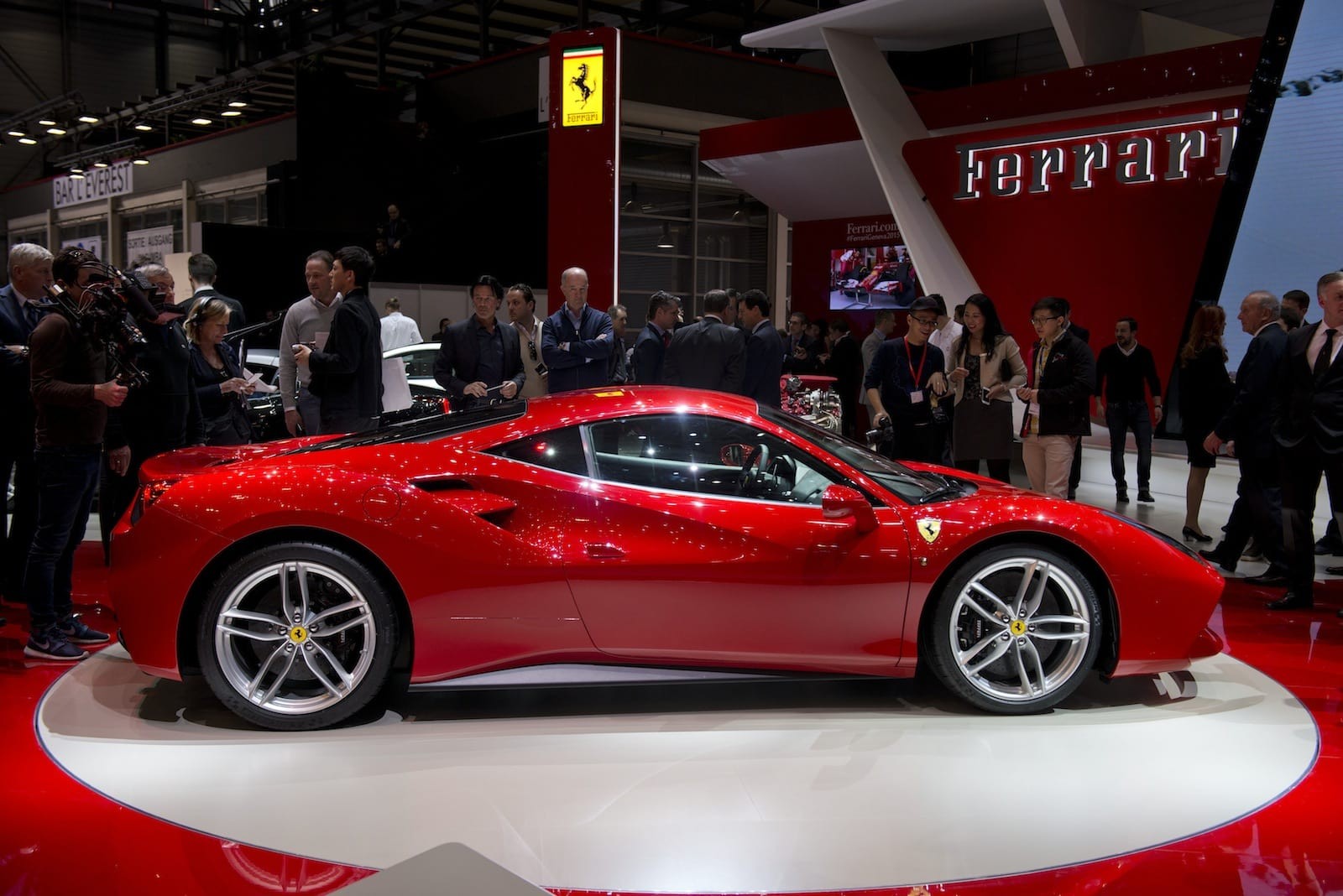 The Ferrari 488 GTB takes to the stage at the 2015 Geneva Motor Show The Ferrari 488 GTB takes to the stage at the 2015 Geneva Motor Show